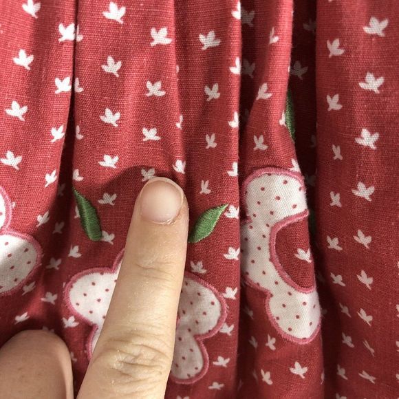 Vintage Girls Pinafore Circle Dress 18 Months Polka Dot Floral Button Tie Waist - Picture 4 of 12